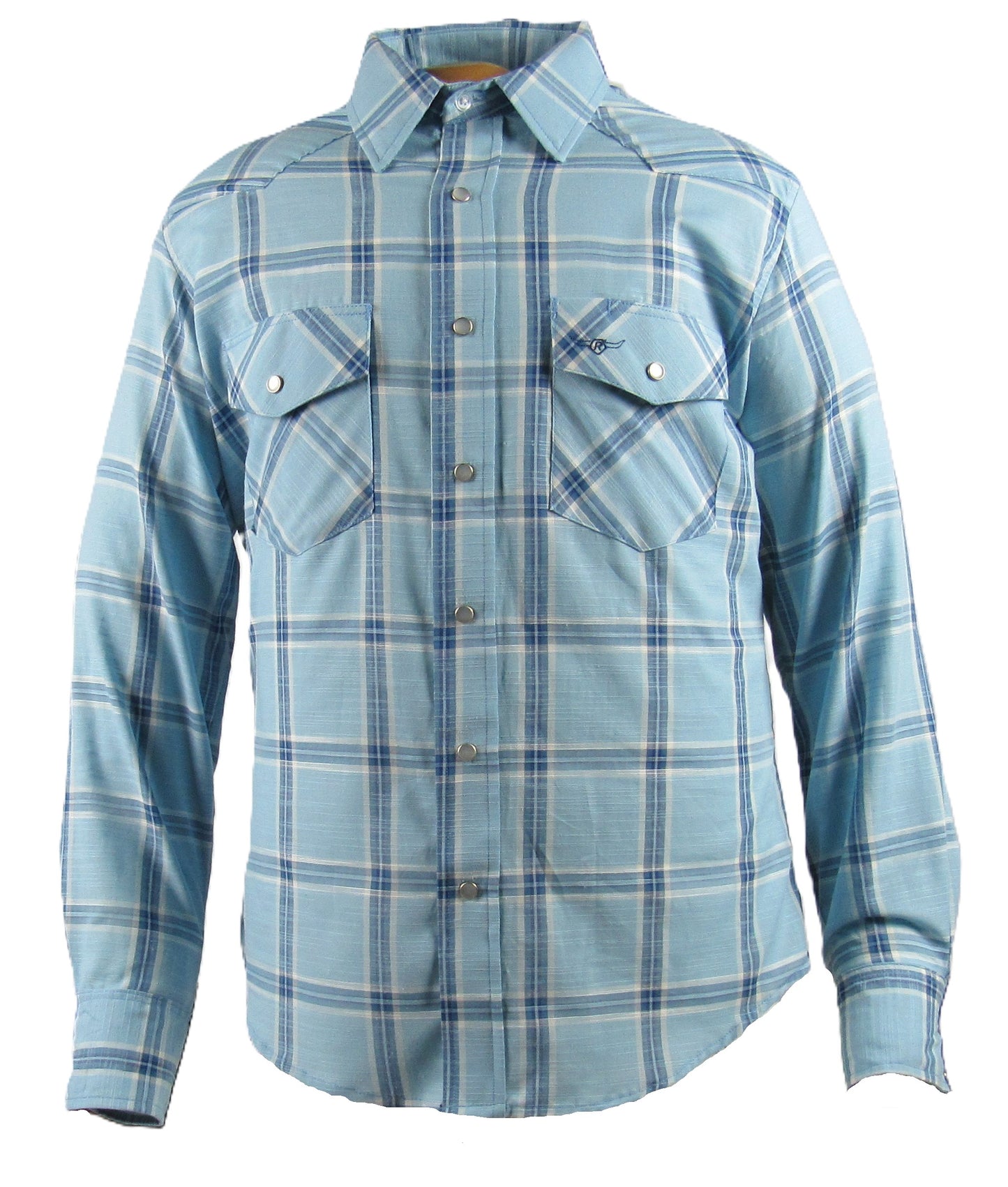 Flying R Ranchwear - Feather Plaids - Pale Blue - Long Sleeve - NEW FIT