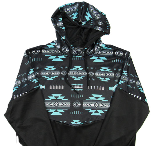 Flying R Ranchwear - Performance Thermal Hoodie - Southwest Print - Turquoise