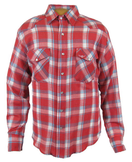 Flying R Ranchwear - Feather Plaids - Red - Long Sleeve - NEW FIT