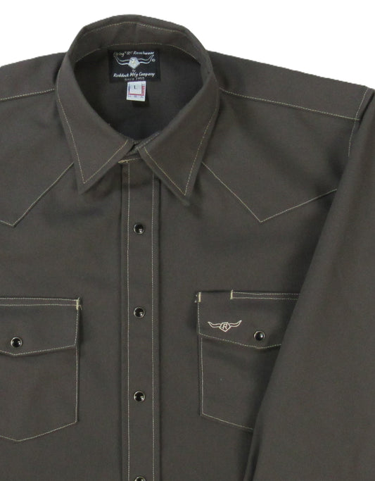 Flying R Ranchwear - Rigid Canvas Chore Shirt - Granite - Long Sleeve - Snaps