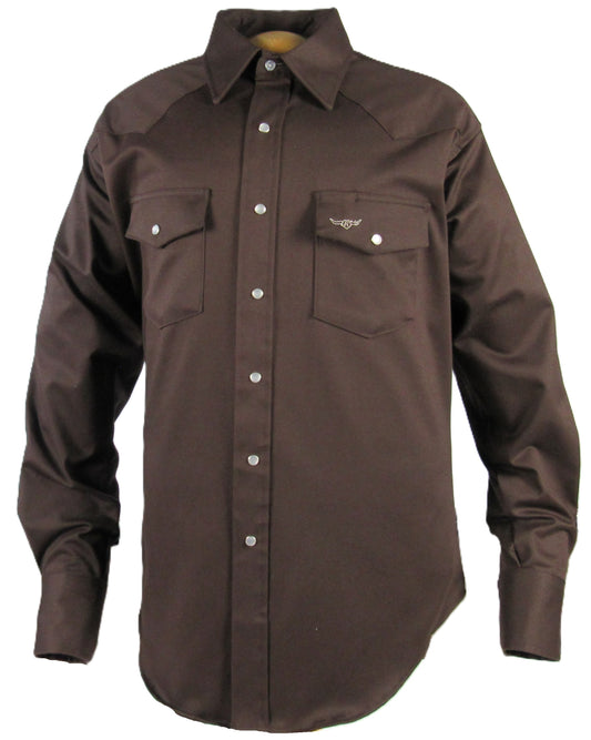 Flying R Ranchwear - Prairie Twill Solid - Chocolate Brown - Long Sleeve - Snaps - Classic Fit