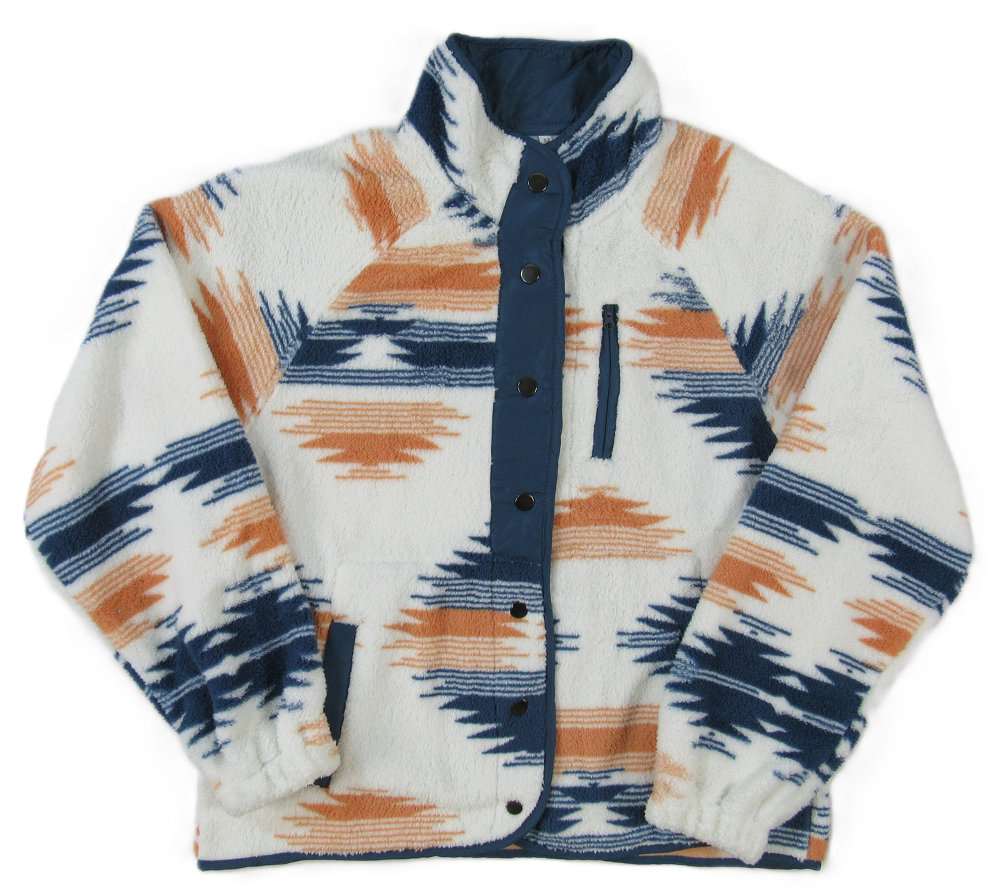 Flying R Ranchwear - Women's Southwest Fleece ~ Full Snap - Blue/Sunburst