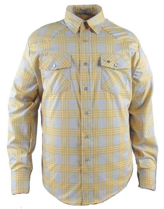 Flying R Ranchwear - Feather Plaids - Gray & Yellow - Long Sleeve - NEW FIT
