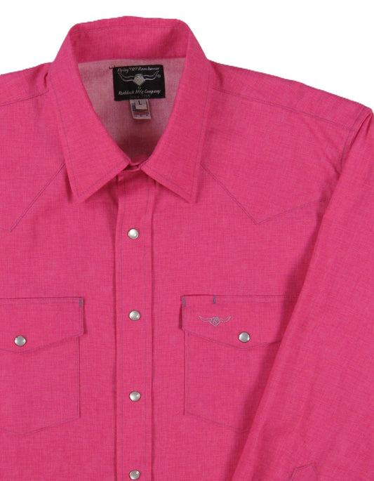 Flying R Ranchwear by Ruddock Shirts Solid pink shirt with snaps and long sleeves Made in USA