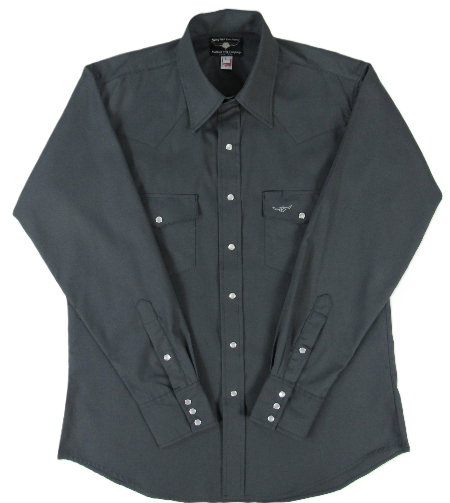 Made in USA shirt with snaps in dark gray solid by Flying R Ranchwear