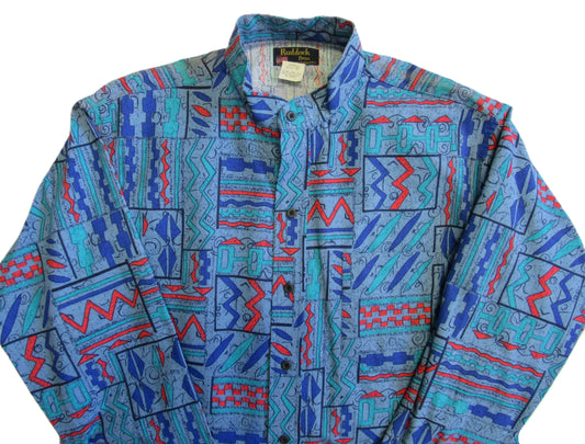 Ruddock Bros. - Retro 90's Print Shirts - Banded Stand up Collar - Pick your style - Long Sleeve