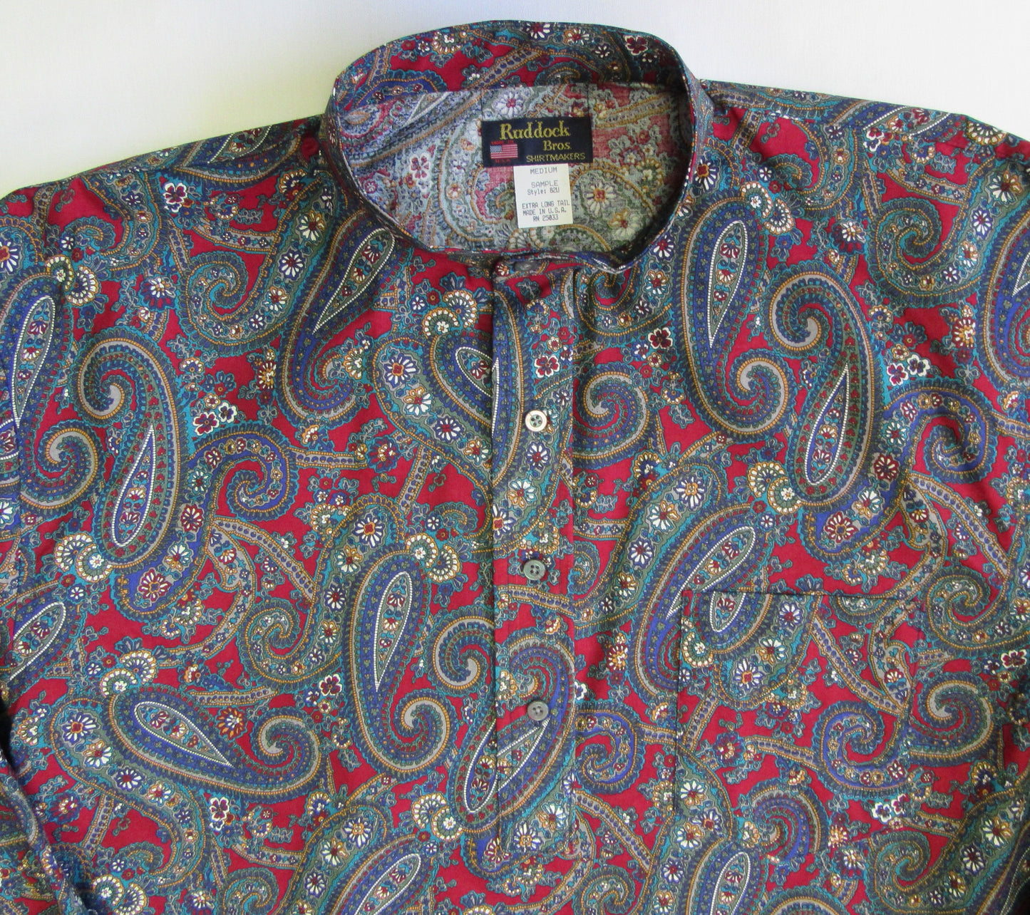 Ruddock Bros. - Vintage Print Shirts - Banded Stand up Collar - Pick your style - Long Sleeve