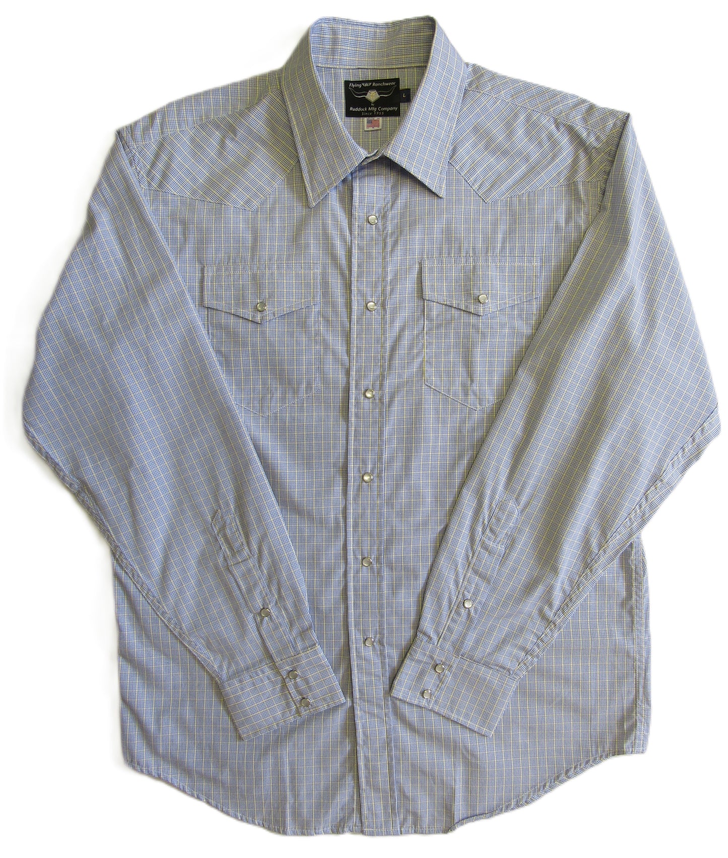 Flying R Ranchwear - Sheridan Plaid - Blue/White - Long Sleeve - Classic Fit