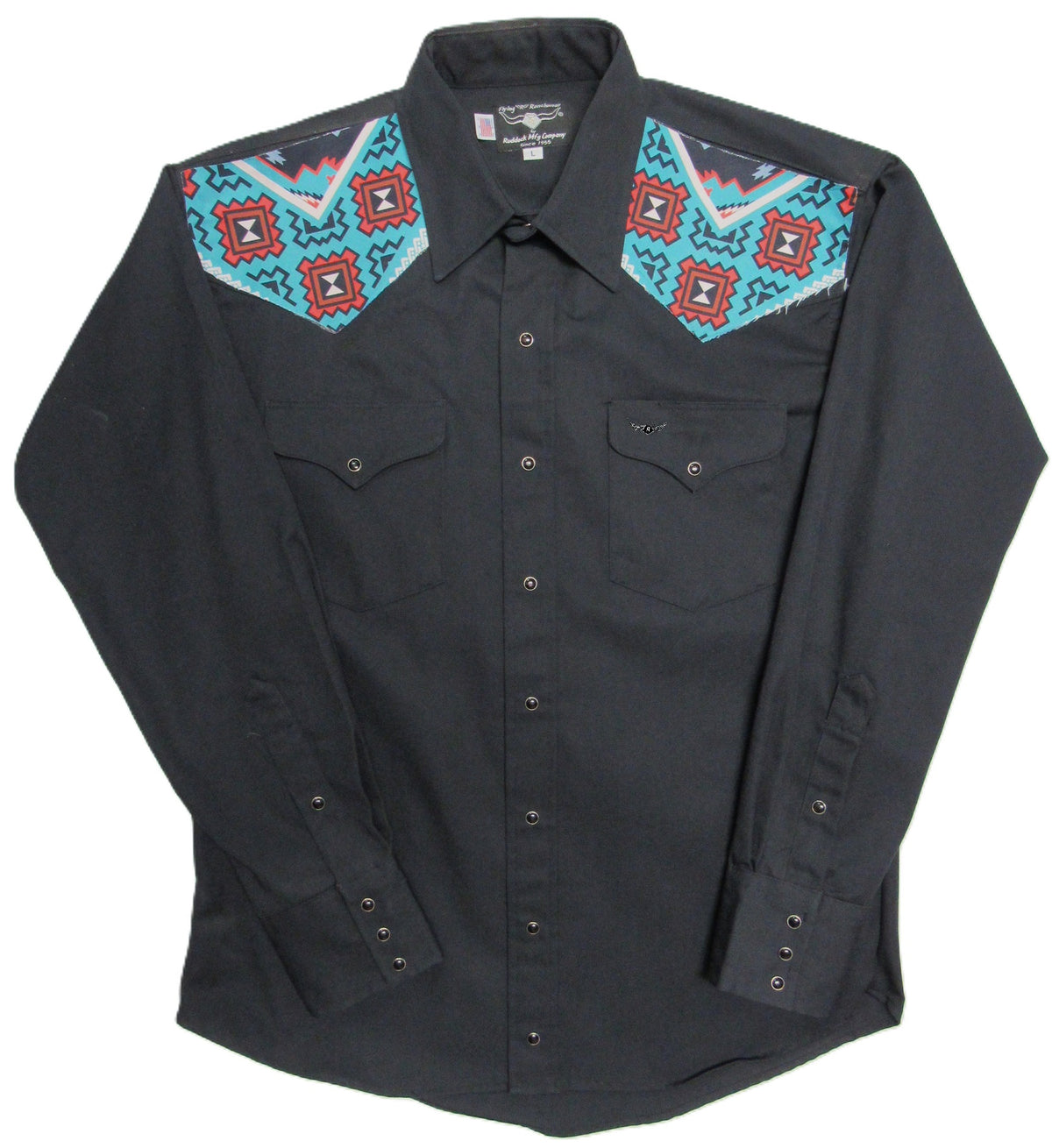 Flying R Ranchwear - Retro Contrast Yoke - Black Twill - Long Sleeve
