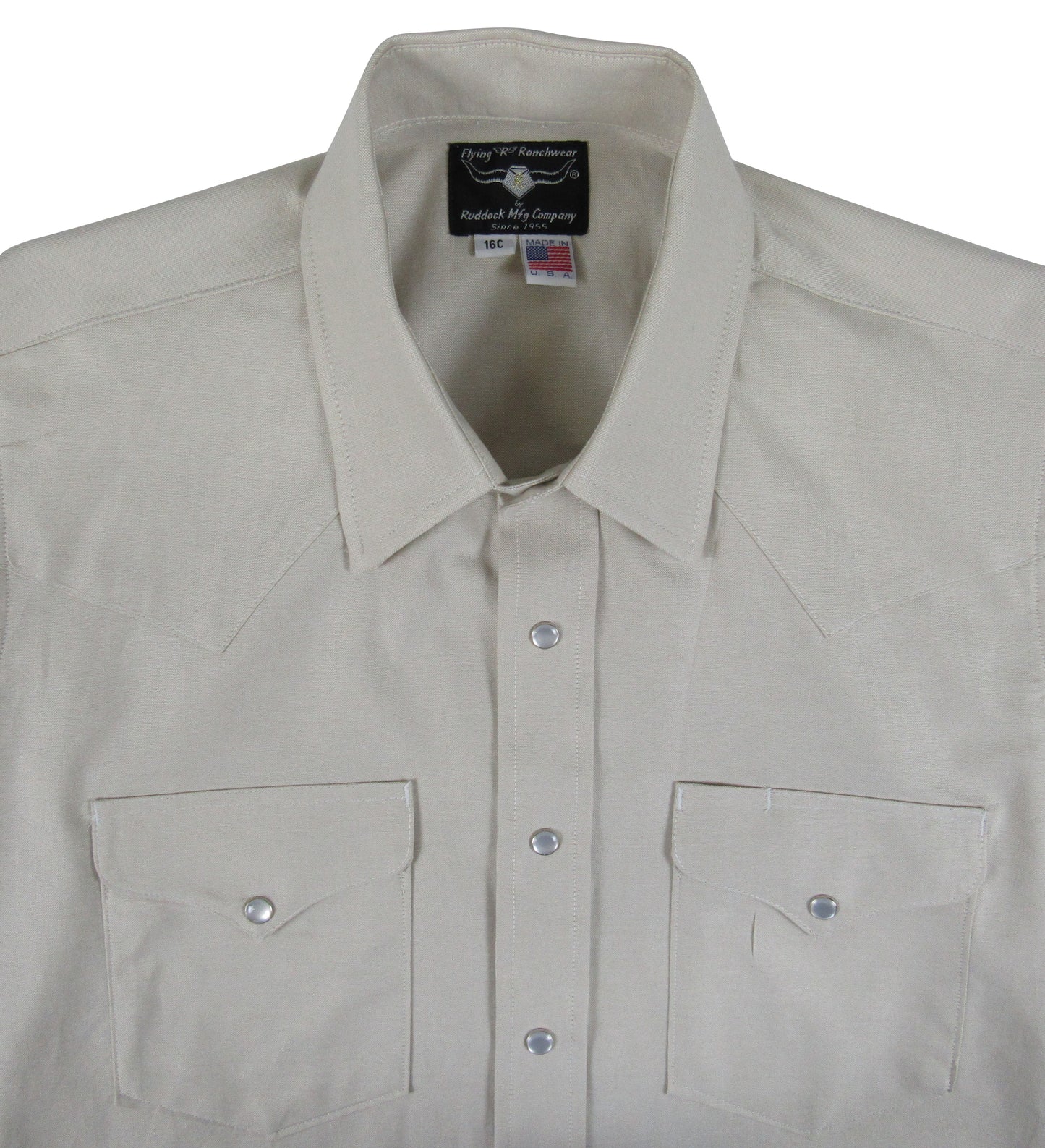 Clearance - Flying R Ranchwear - Ivory Solid Oxford - Long Sleeve - Snaps