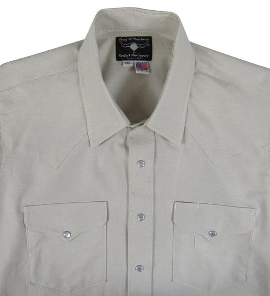Clearance - Flying R Ranchwear - Ivory Solid Oxford - Long Sleeve - Snaps