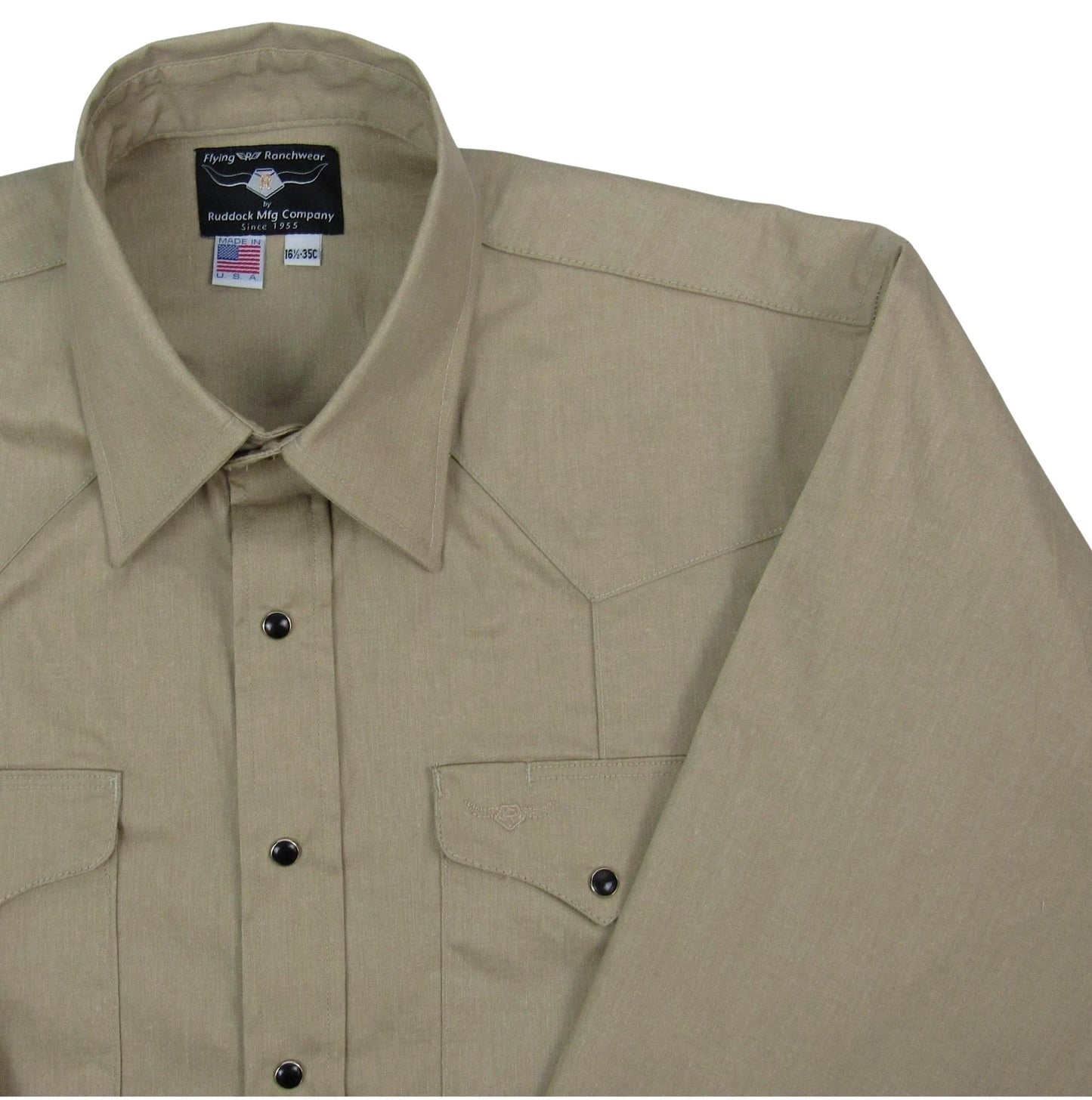 Rancher Crease - Khaki - Long Sleeve - Snaps - 16.5x35