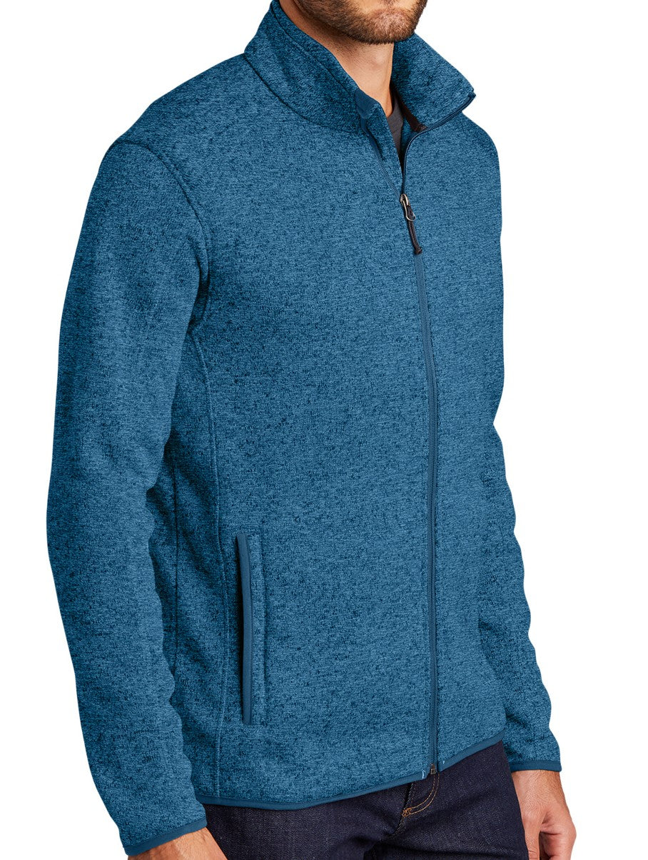 Fleece jacket with pockets and Flying R embroidery on chest in power blue heather