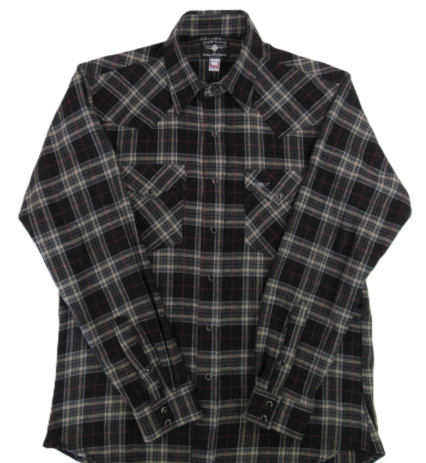 Flying R Ranchwear - Desert Canyon Plaid Flannel - Midnight Black - Long Sleeve