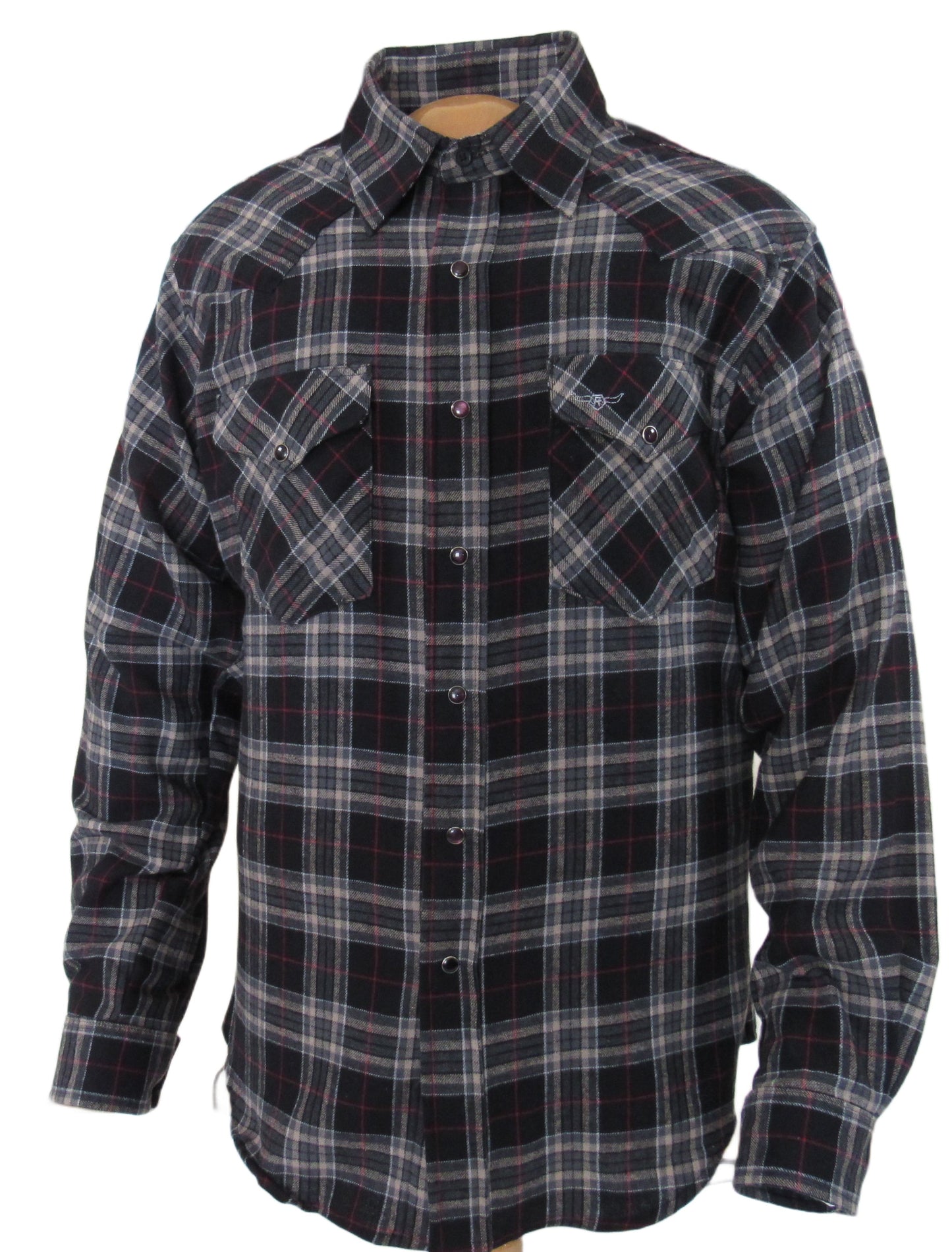Flying R Ranchwear - Desert Canyon Plaid Flannel - Midnight Black - Long Sleeve