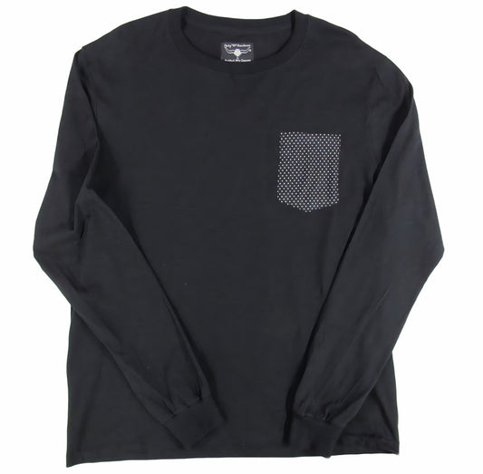 Long Sleeve Black T shirt with contrast pocket by Flying R Ranchwear Made in USA Ruddock Shirts El Paso TX