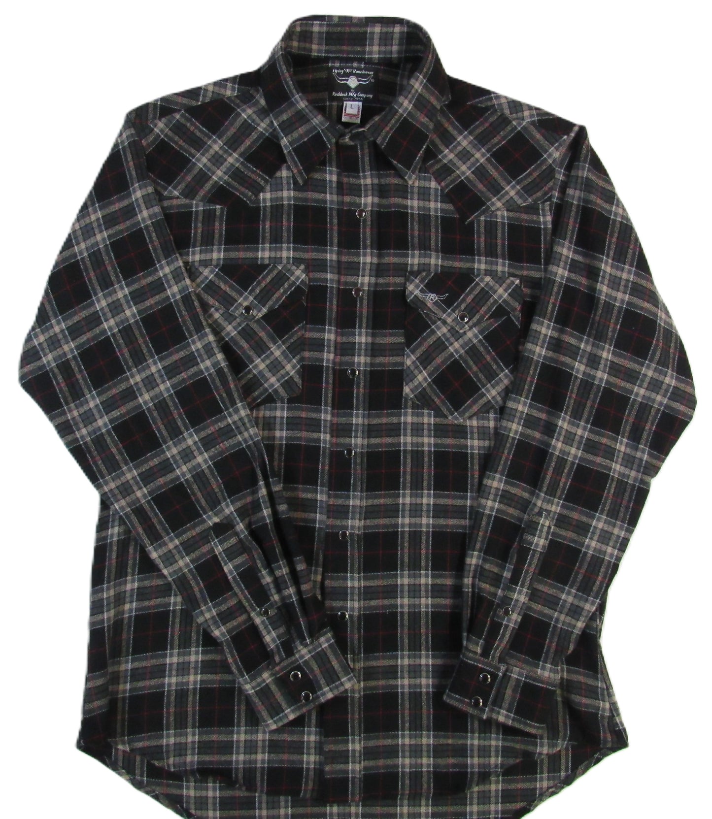 Flying R Ranchwear - Desert Canyon Plaid Flannel - Midnight Black - Long Sleeve