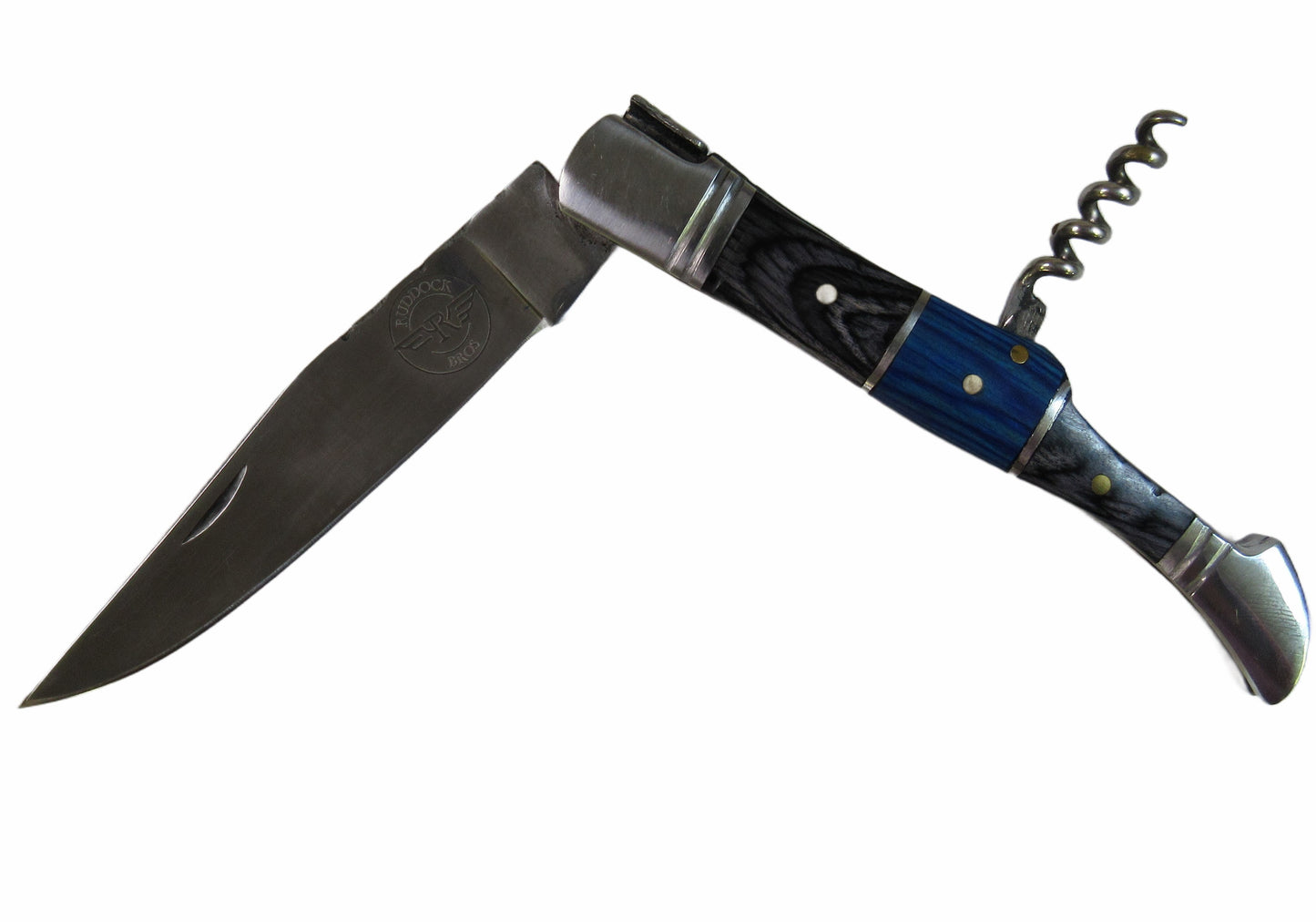 pocket knife by Ruddock Bros with hardwood handle and corkscrew stainless steel El Paso Texas
