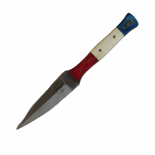 Letter Opener with stainless steel dagger blade and patriotic bone and hardwood handle by Ruddock Bros