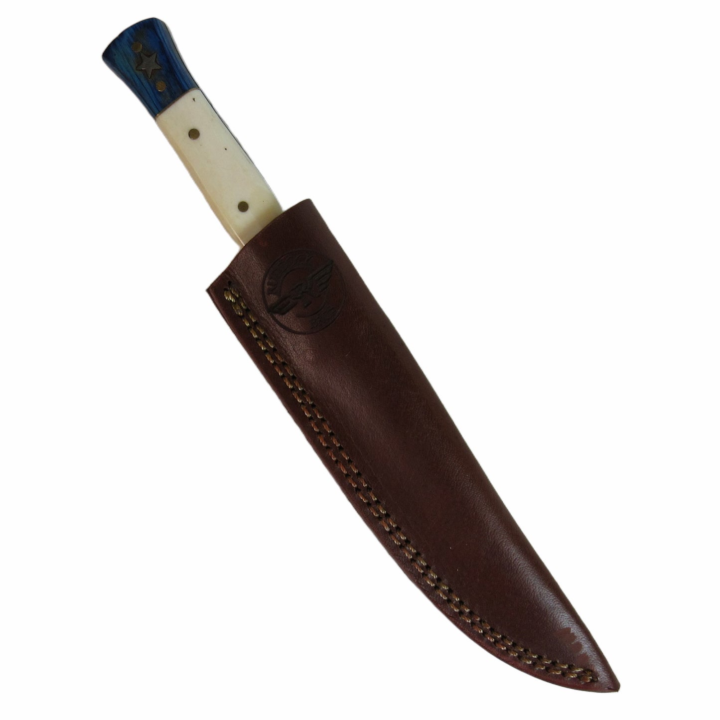 Letter Opener with stainless steel dagger blade and patriotic bone and hardwood handle by Ruddock Bros