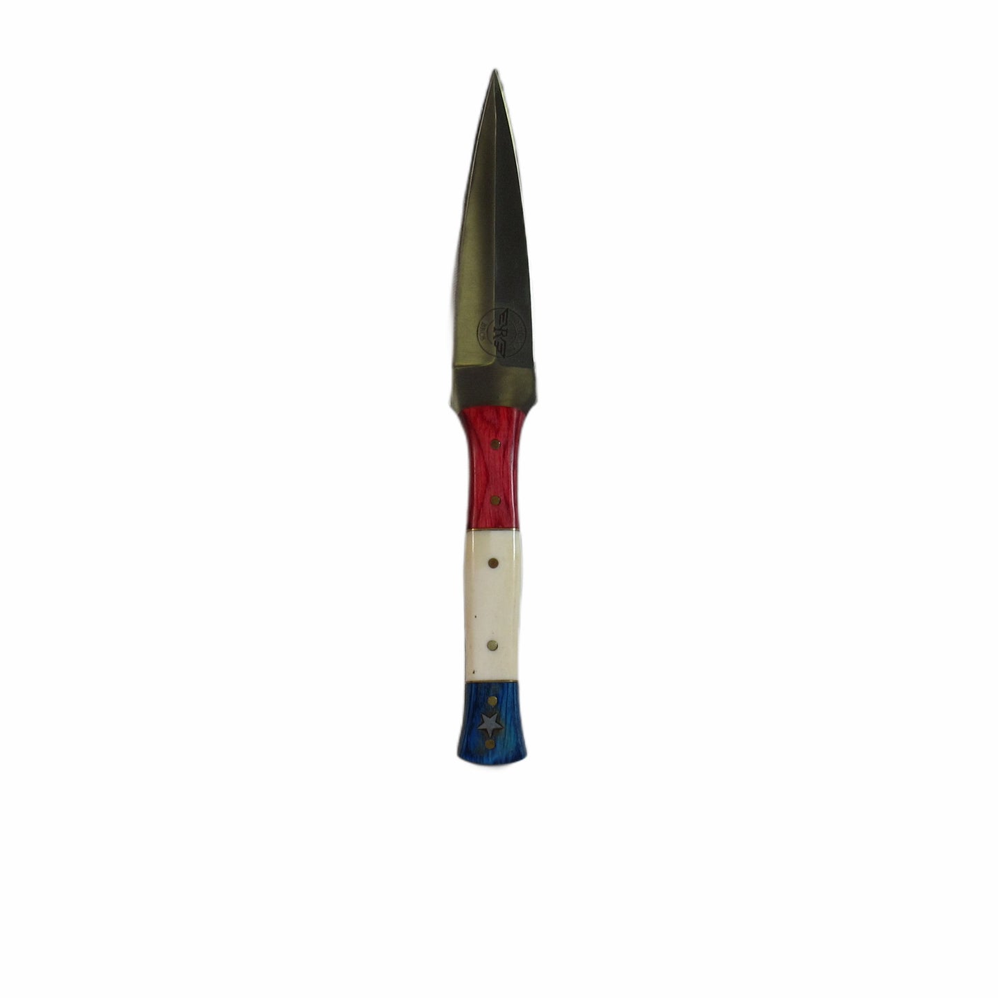 Letter Opener with stainless steel dagger blade and patriotic bone and hardwood handle by Ruddock Bros