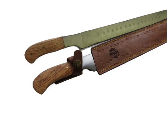Ruddock Bros - Olive Hardwood Handle Brisket Knife - Stainless Steel - 19" Overall Length