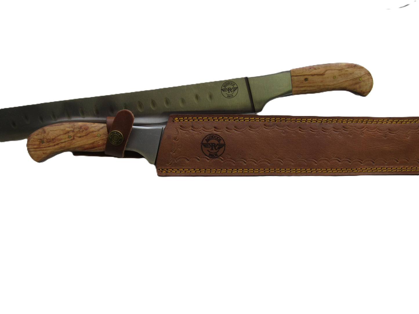 Ruddock Bros - Olive Hardwood Handle Brisket Knife - Stainless Steel - 19" Overall Length