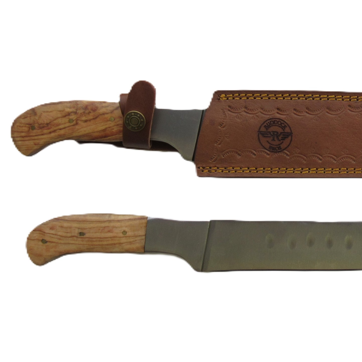 Ruddock Bros - Olive Hardwood Handle Brisket Knife - Stainless Steel - 19" Overall Length