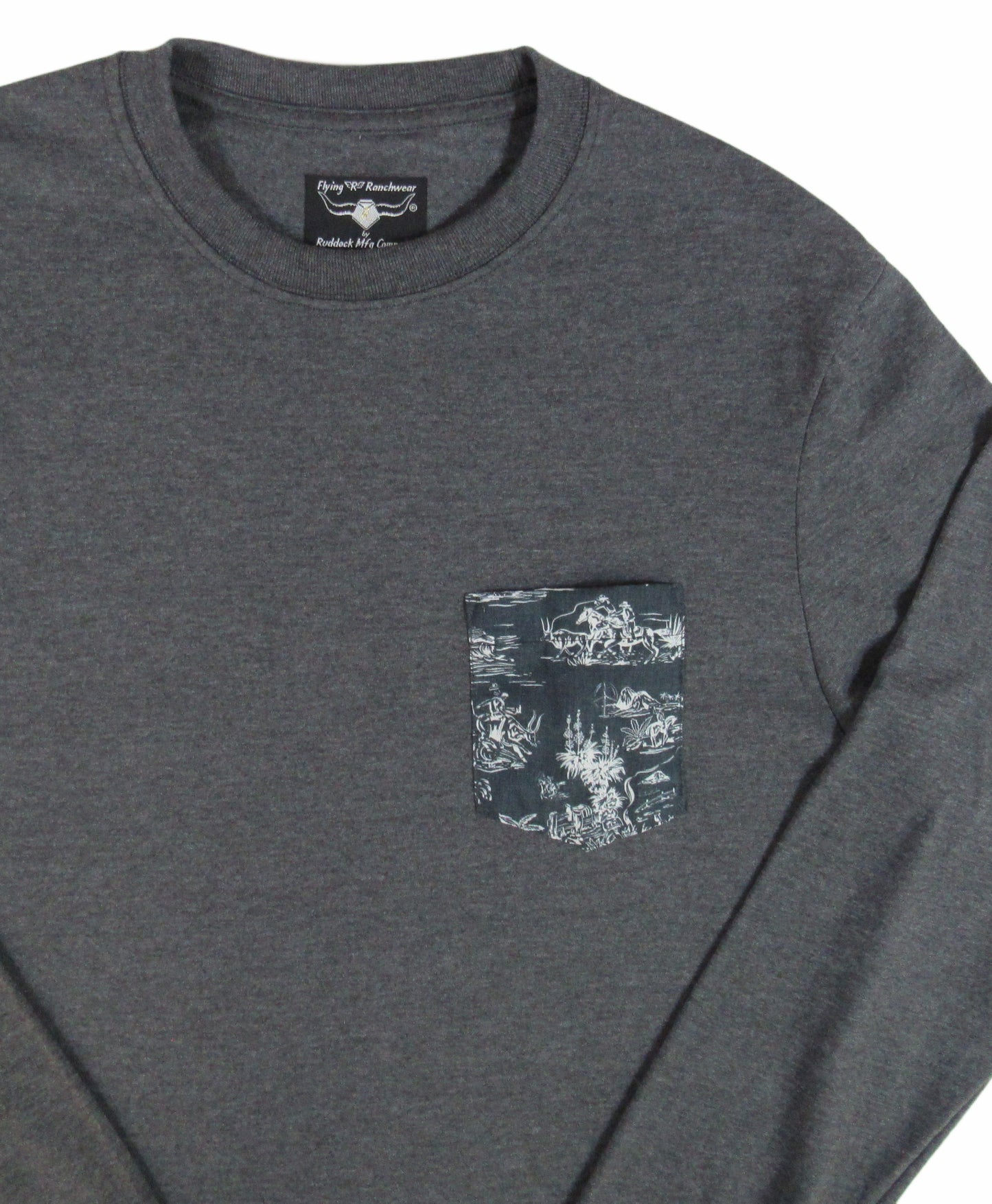Flying R Ranchwear - Novelty Print - Long Sleeve - Pocket T-shirt - Made in USA