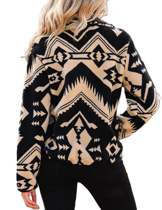 Flying R Ranchwear - Women's Southwest Fleece ~ Snap Popover ~ Black