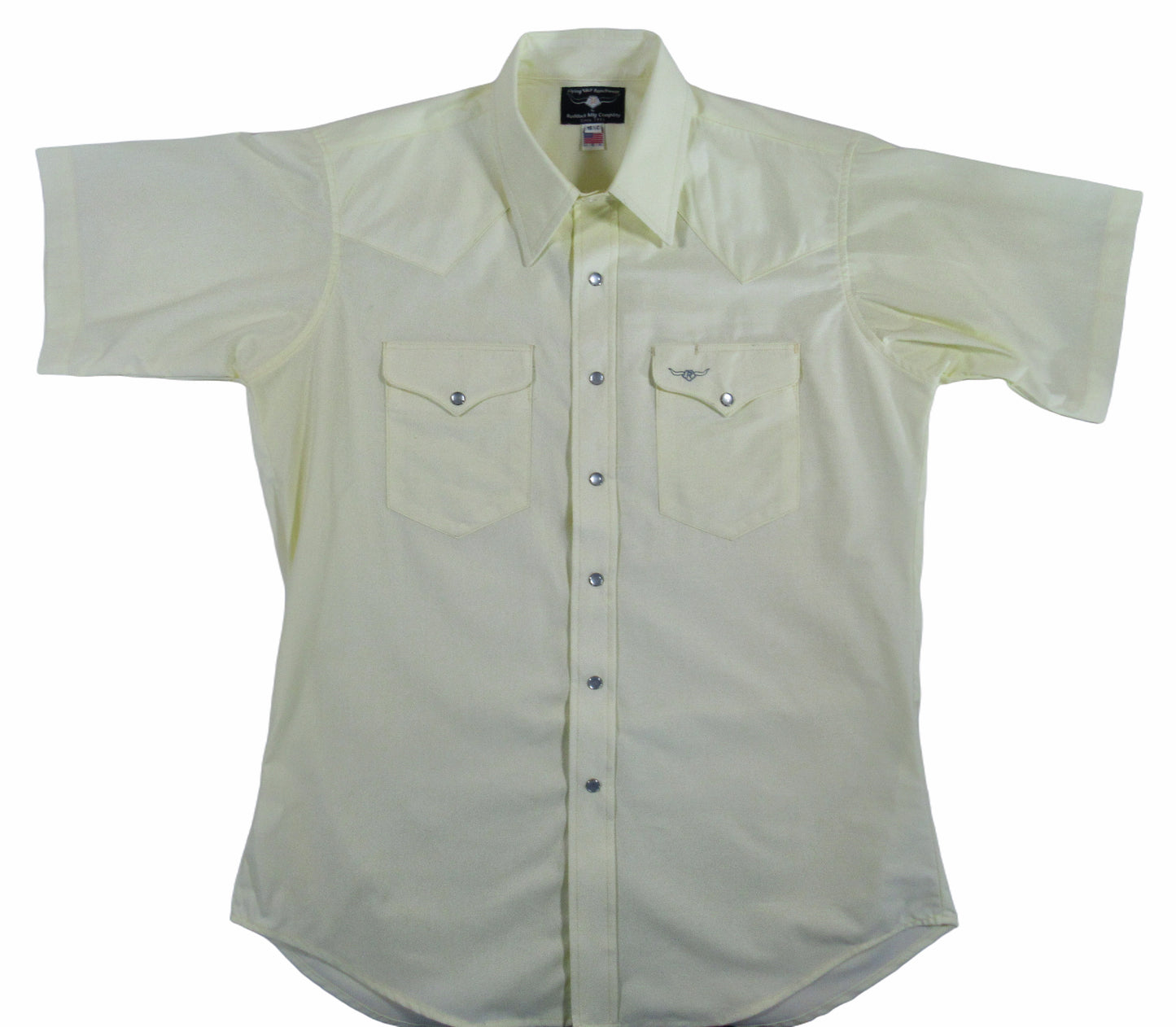 Pale Yellow short sleeve shirt with snaps by Flying R Ranchwear Made in USA