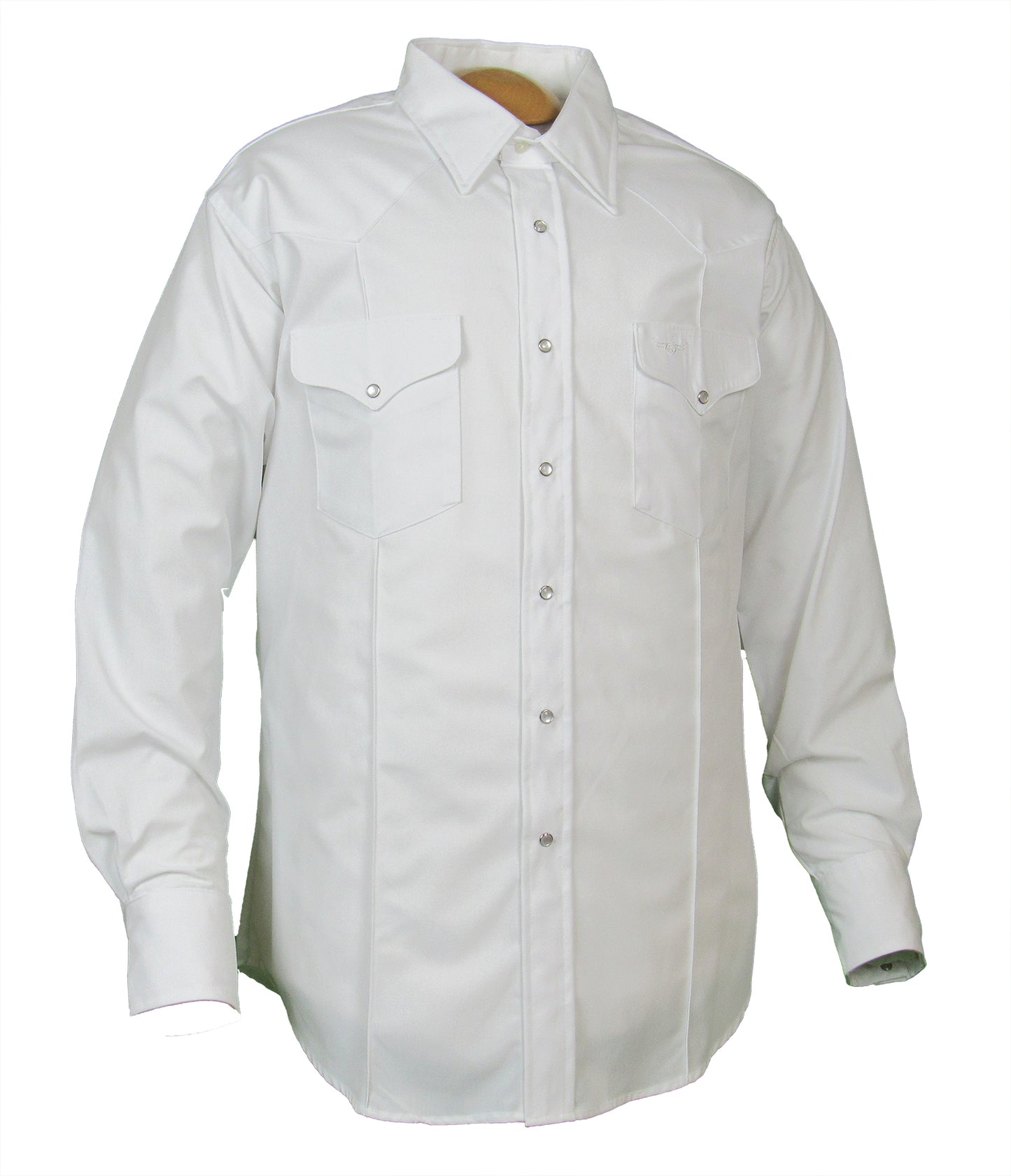 Solid White Rancher Crease Shirt Made in USA Ruddock Shirts Big and Tall Flying R Ranchwear