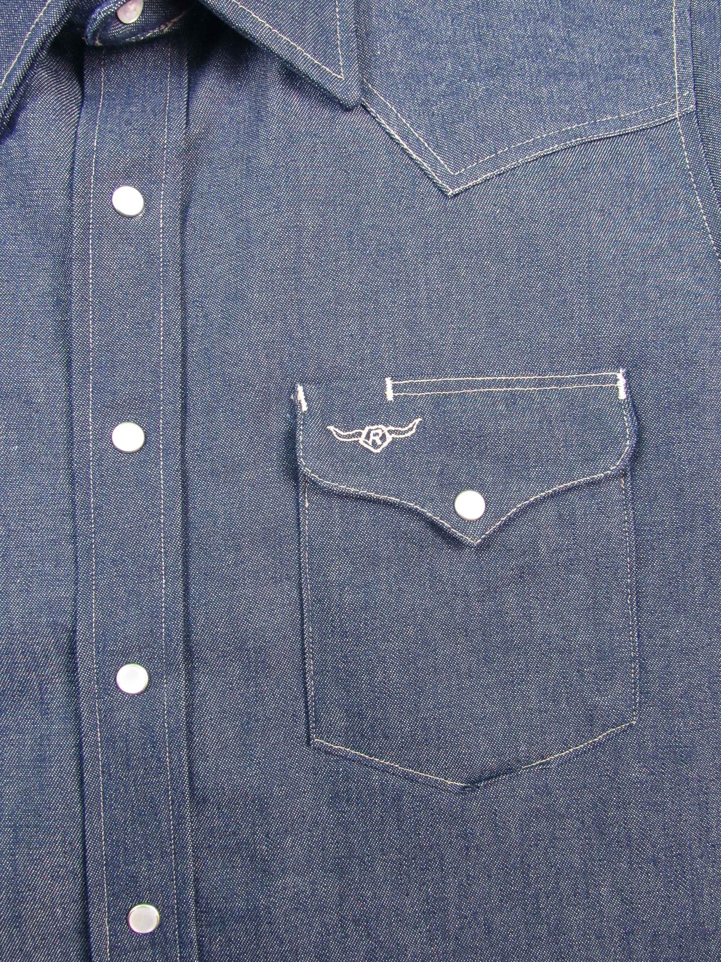 Rigid Indigo Denim Solid Work Shirt Made in USA Ruddock Shirts Big and Tall Flying R Ranchwear raw indigo denim