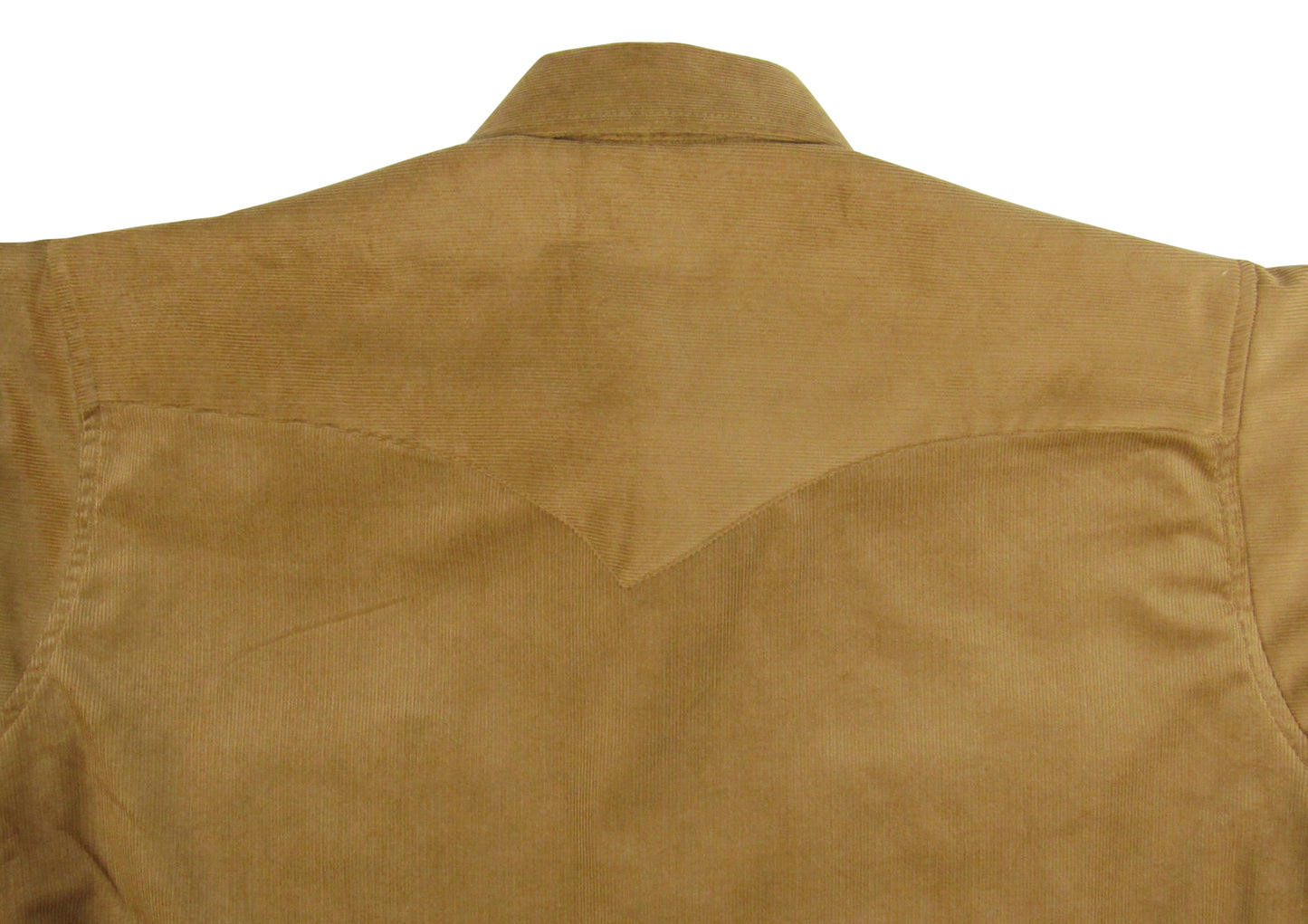 Made in USA pinwale buckskin brown corduroy with snaps, available in big and tall sizes, by Flying R Ranchwear Ruddock Shirts