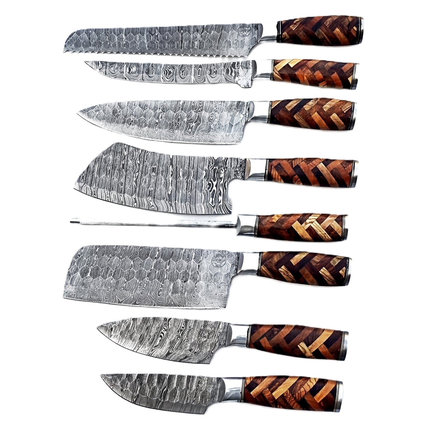 Ruddock Bros - Basketweave Grilling Knife Set - Damascus Steel