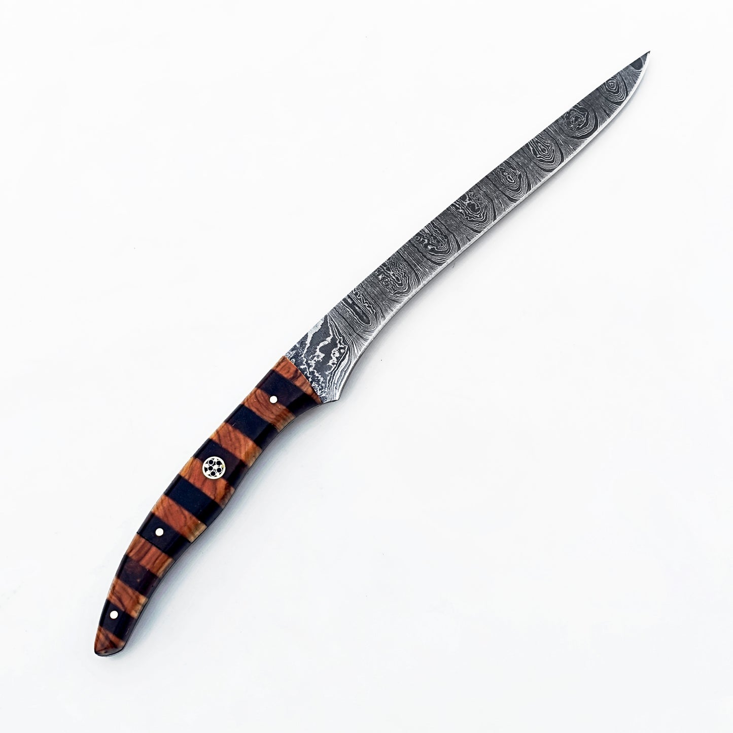 Ruddock Bros - Black & Tan Fillet Knife - 7" Blade - Damascus Steel