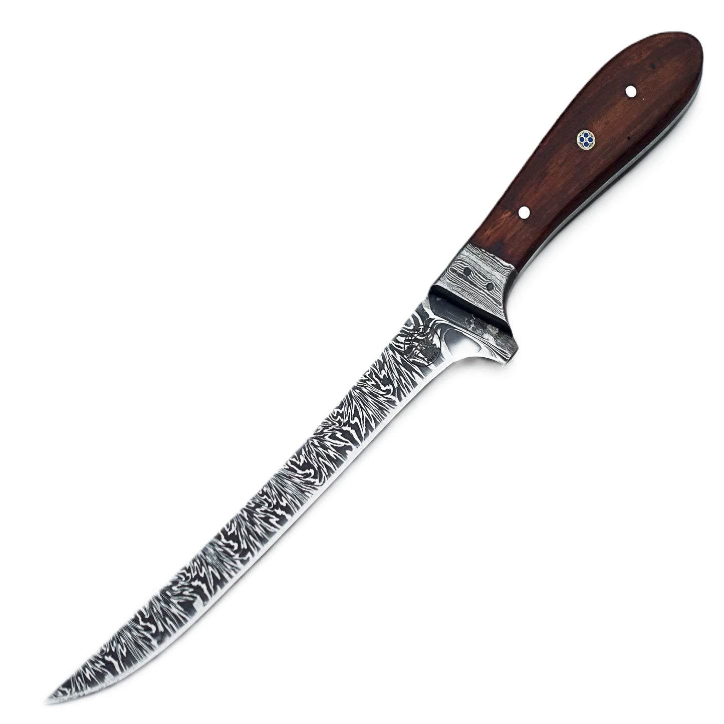 Ruddock Bros - Walnut Fillet Knife - 7" Blade - Damascus Steel