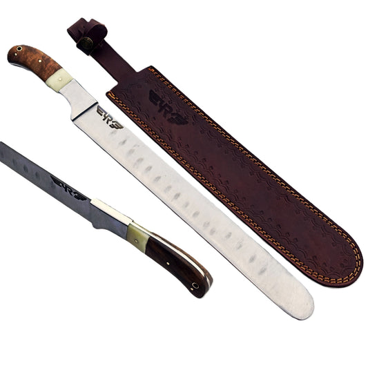 Ruddock Bros - Hardwood and Bone Handle Brisket Knife - Stainless Steel - 19" Overall Length