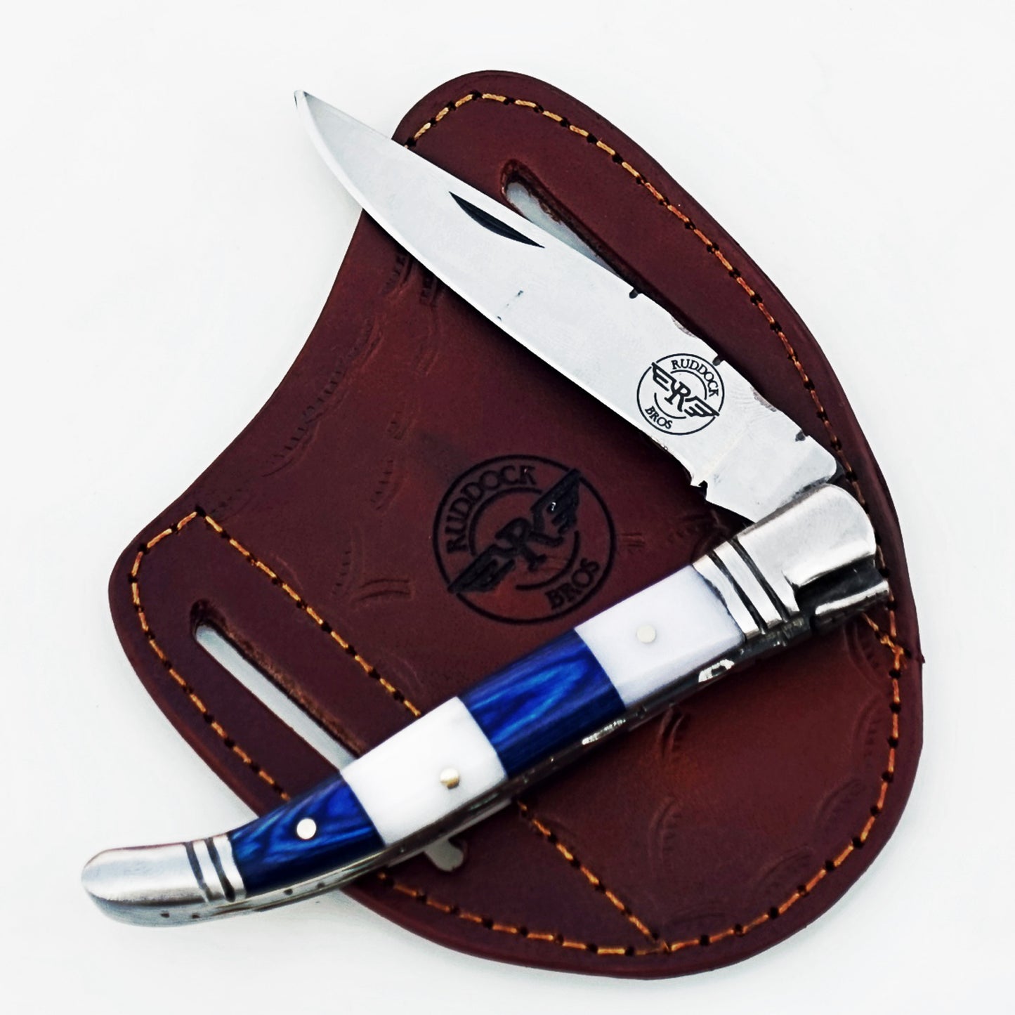 Ruddock Bros - The Blue White Monsignor Folding Knife - Stainless Steel