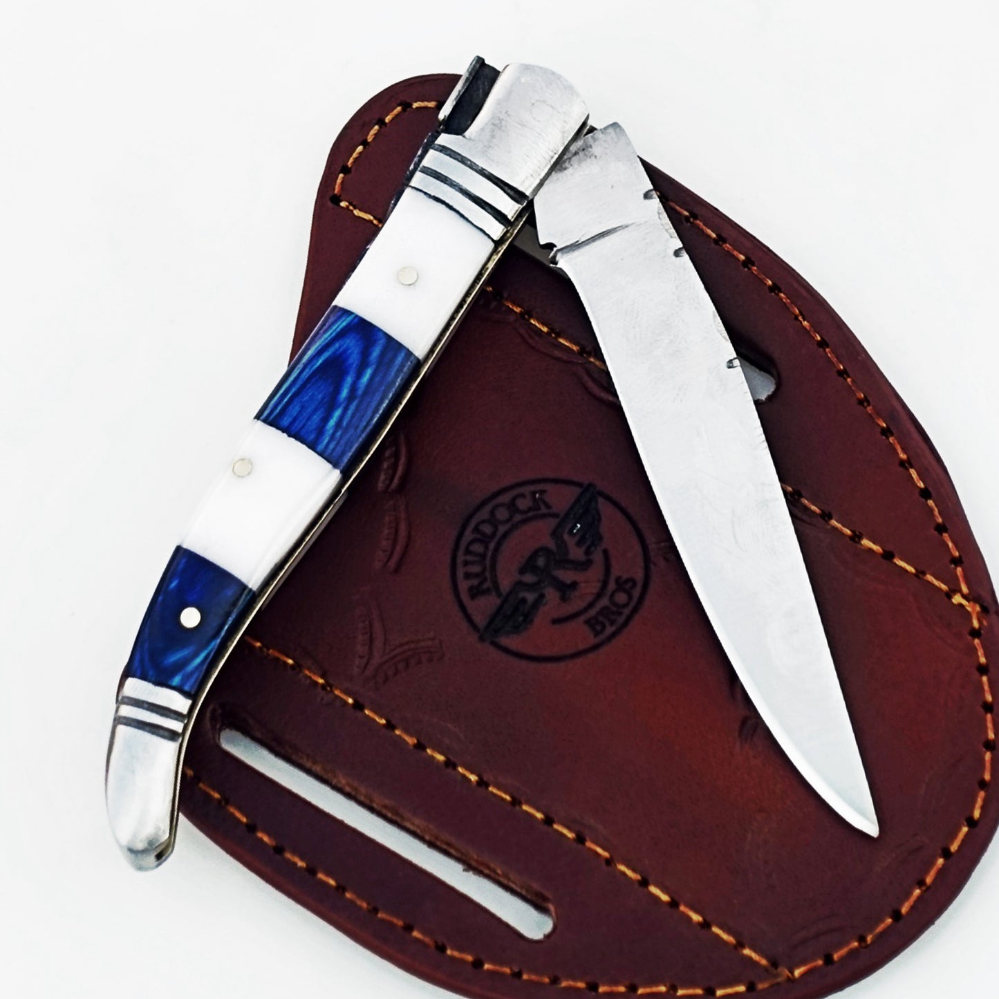 Ruddock Bros - The Blue White Monsignor Folding Knife - Stainless Steel