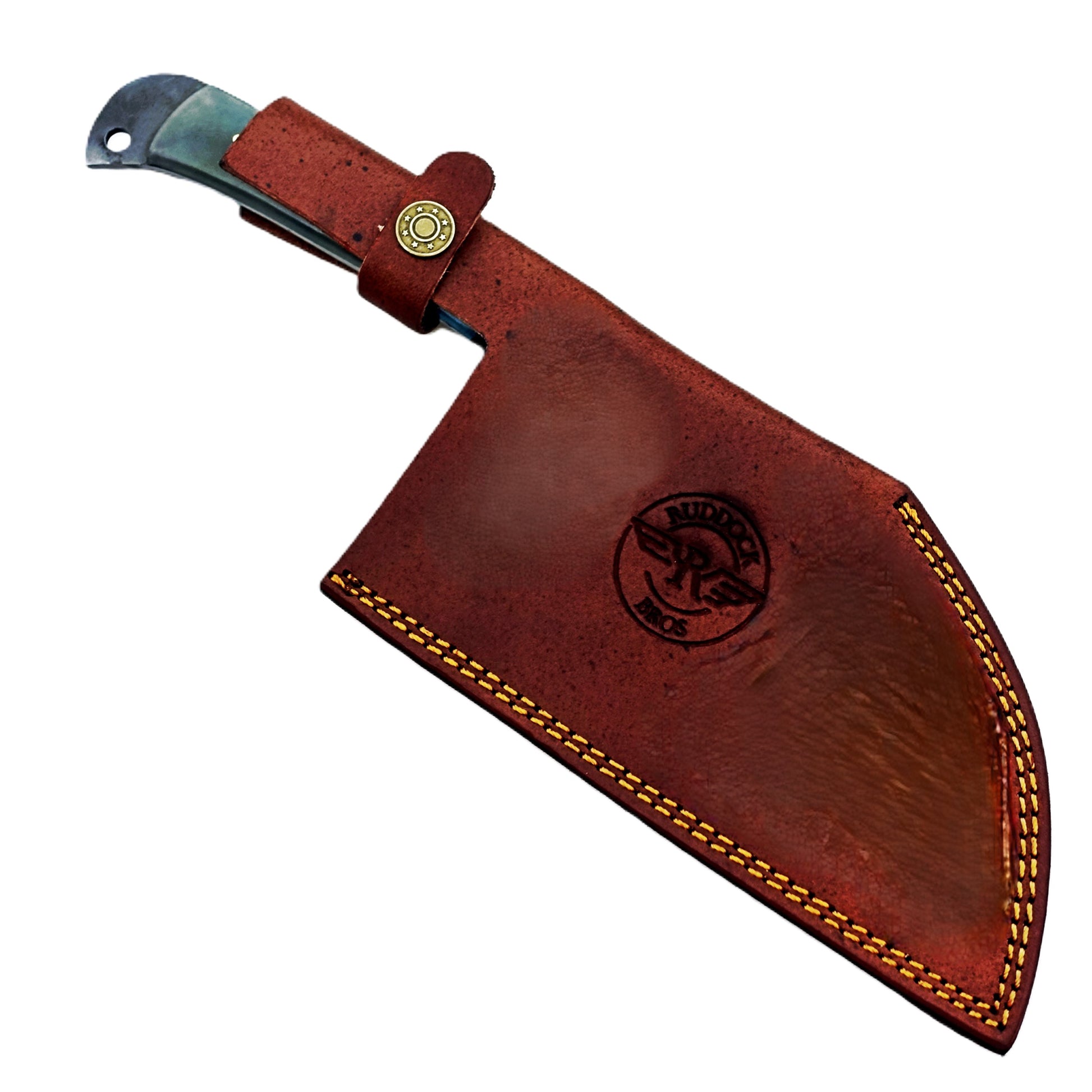 Serbian cleaver in Damascus steel with hardwood handle by Ruddock Bros