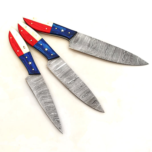 Ruddock Bros - Lone Star 3 Piece Chef Set - Damascus Steel