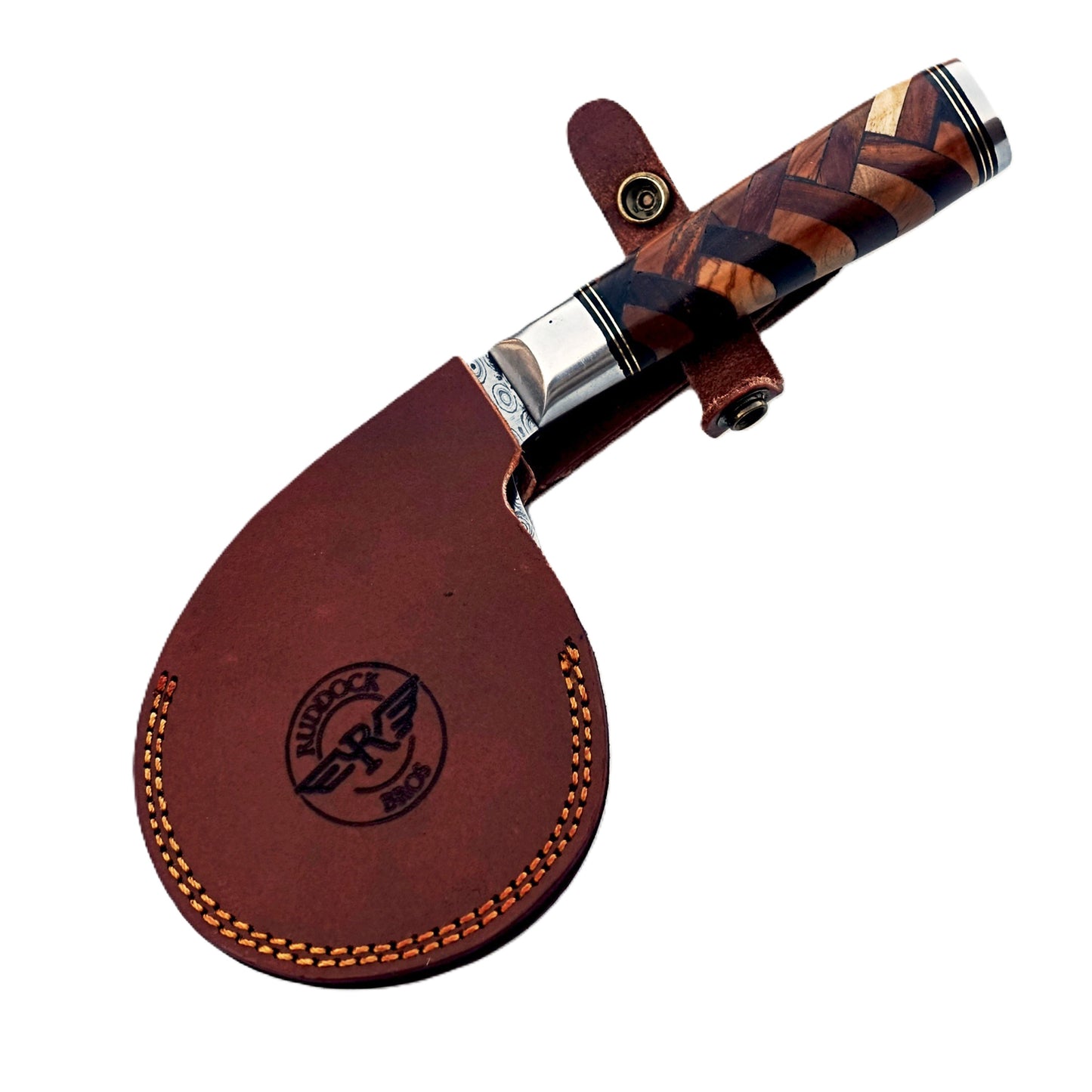 Ruddock Bros - Pizza Cutter - Basketweave - Hardwood - Damascus Steel