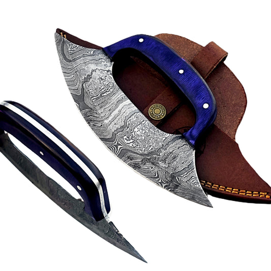 Ruddock Bros - Royal Blue Ulu Knife - Damascus Steel