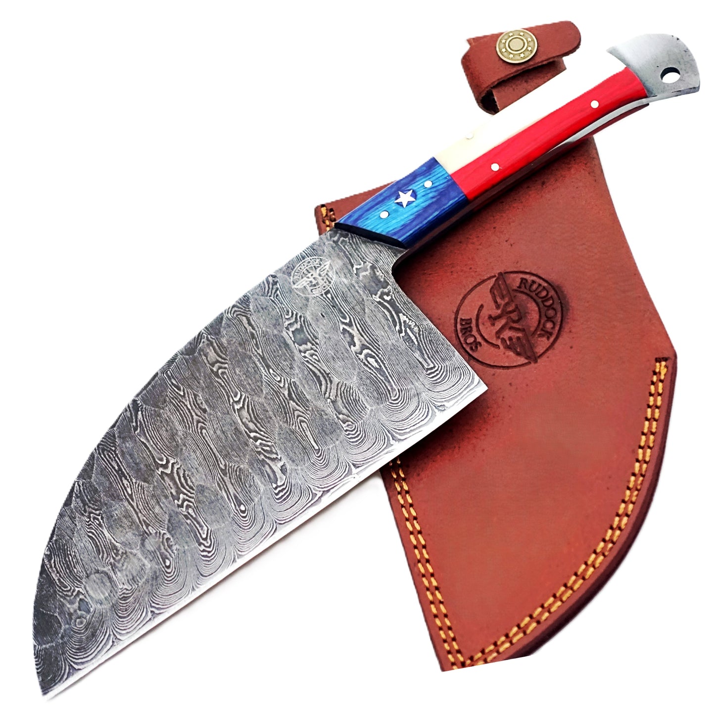 Ruddock Bros - Lone Star Serbian Cleaver - Damascus Steel