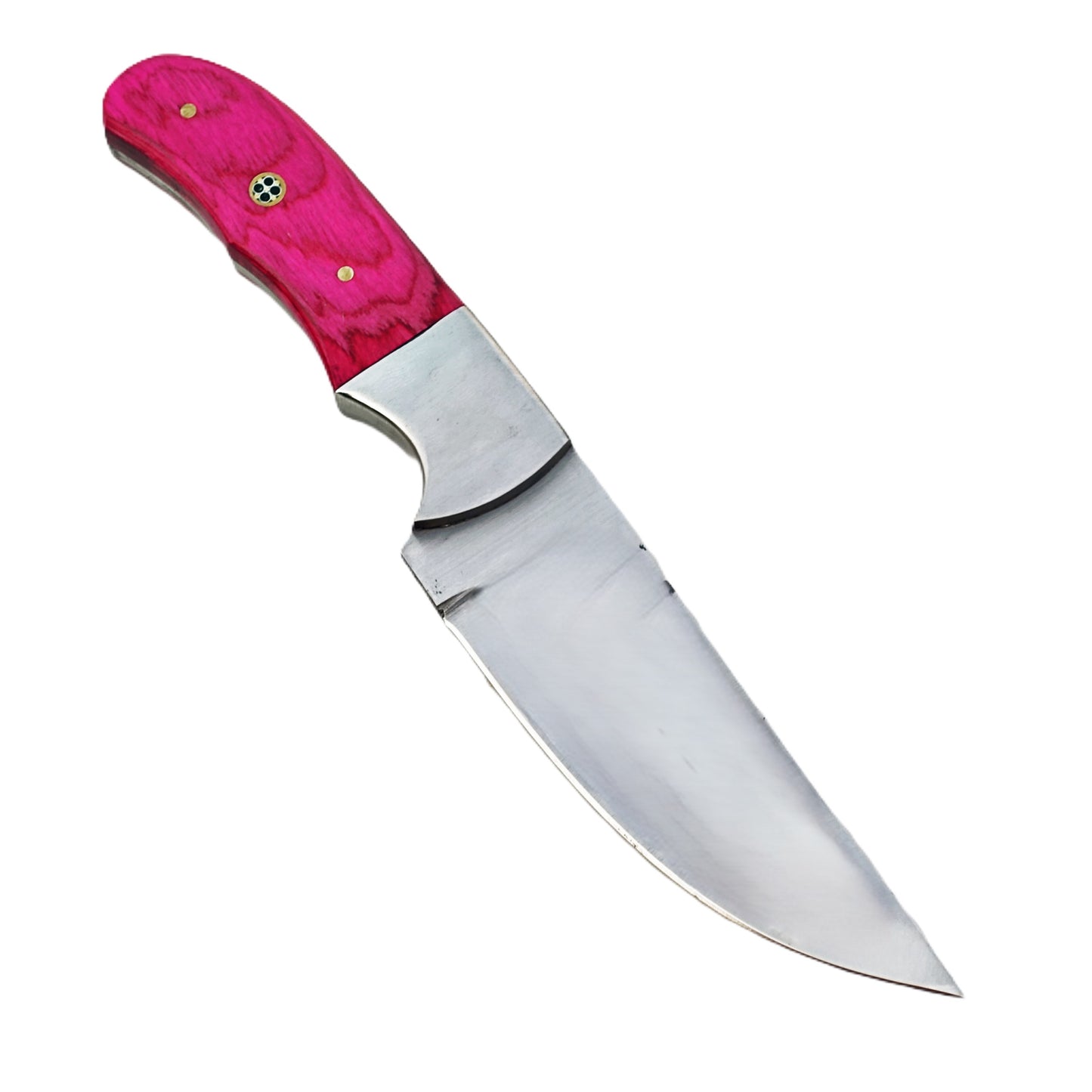 The medium rare steak knife by Ruddock Bros with pink hardwood handle and stainless steel blade