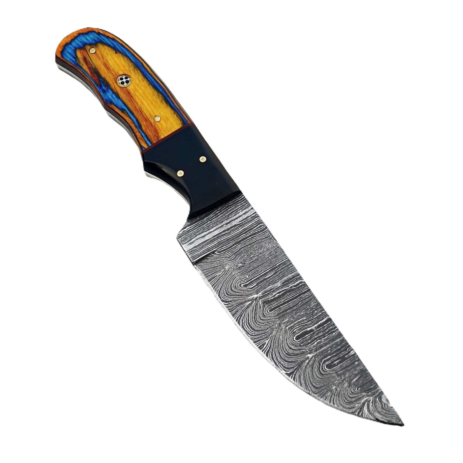 Ruddock Bros steak knife with Damascus steel  with colorful hardwood handle