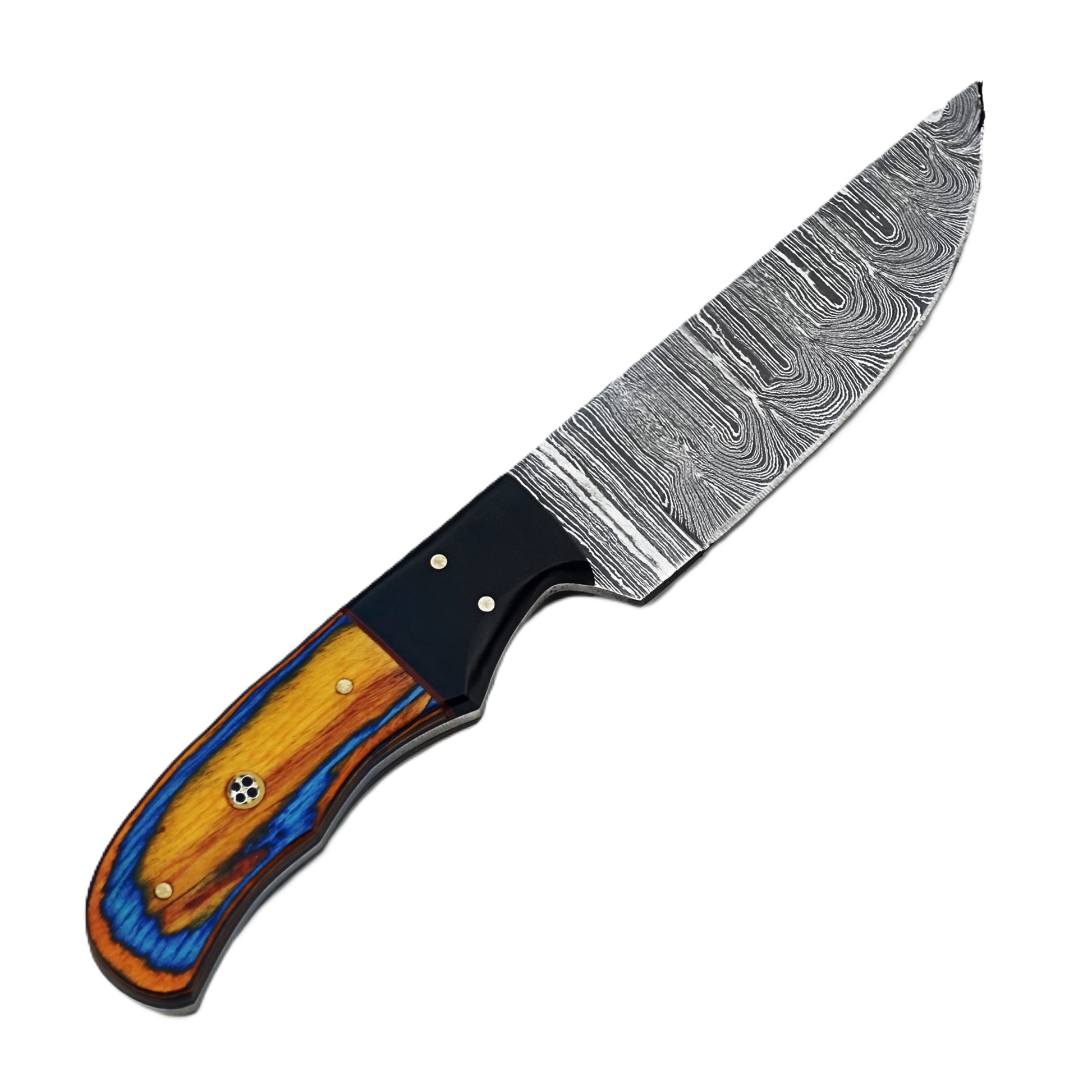 Ruddock Bros steak knife with Damascus steel  with colorful hardwood handle