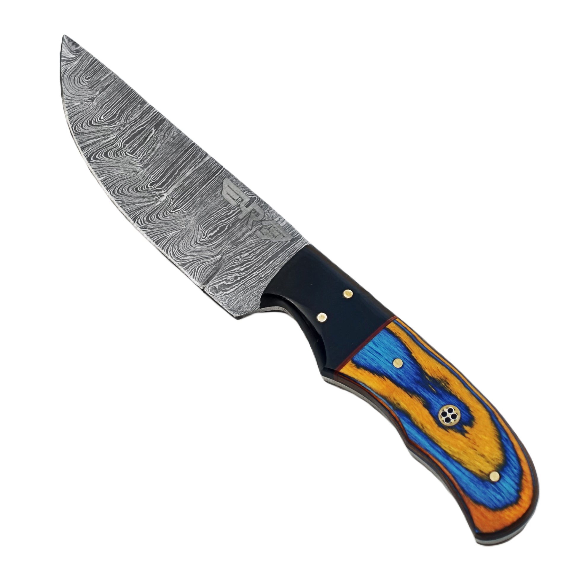 Ruddock Bros steak knife with Damascus steel  with colorful hardwood handle