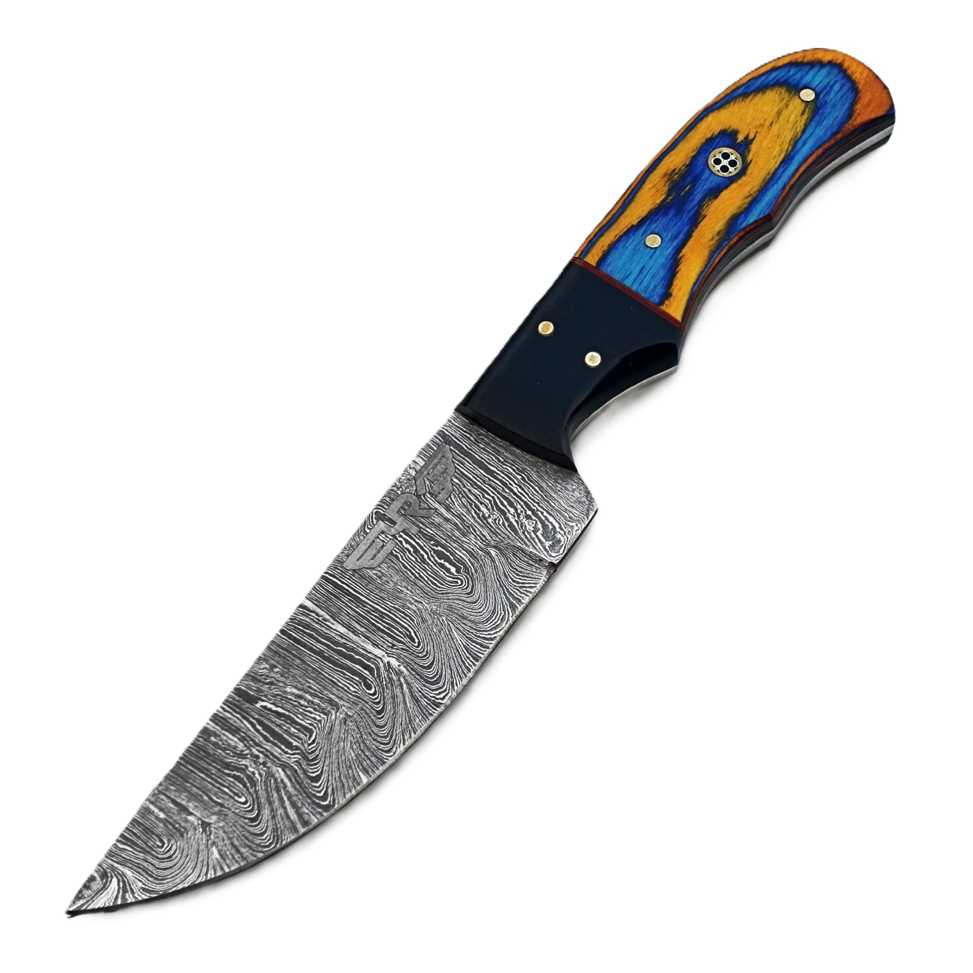 Ruddock Bros steak knife with Damascus steel  with colorful hardwood handle